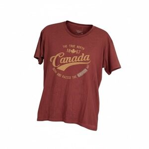 NTD Apparel Canada True North 1867‎ Graphic T Shirt Red XL Mens Cotton Polyester